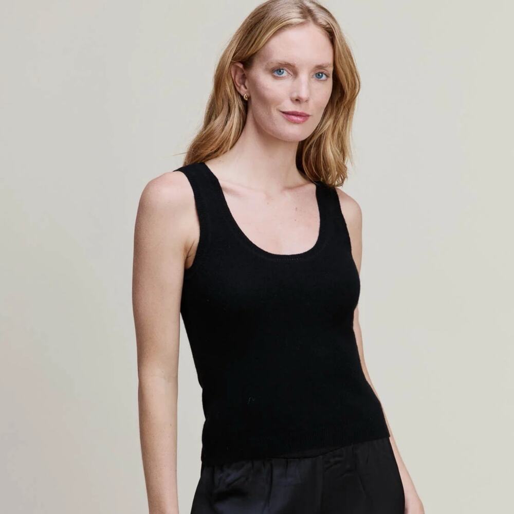 Kilte Los Angeles Black Madison Washable Cashmere Sweater Tank 3 L-XL